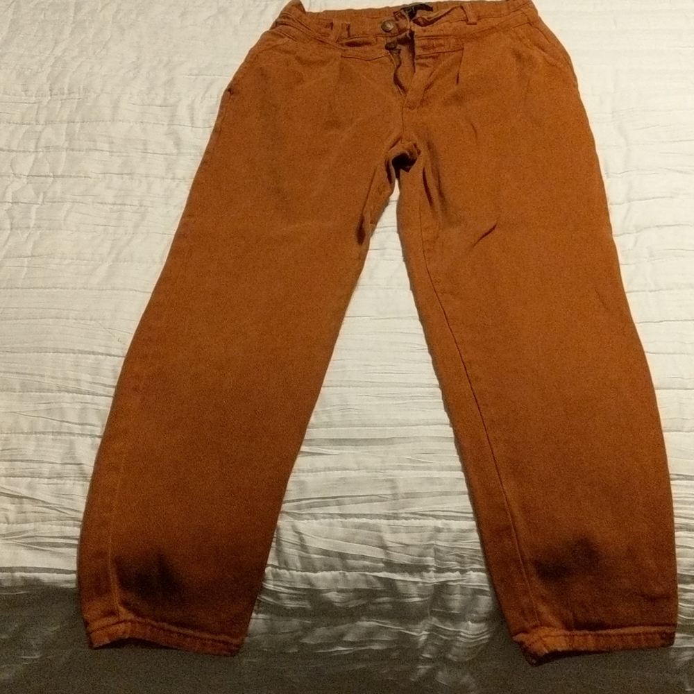 High waisted jeans- burnt orange